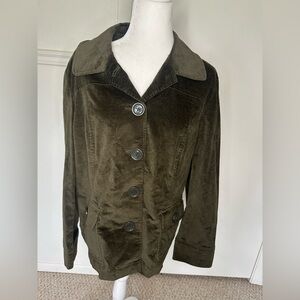 Talbots Velvet Olive Green Stretch jacket size 18